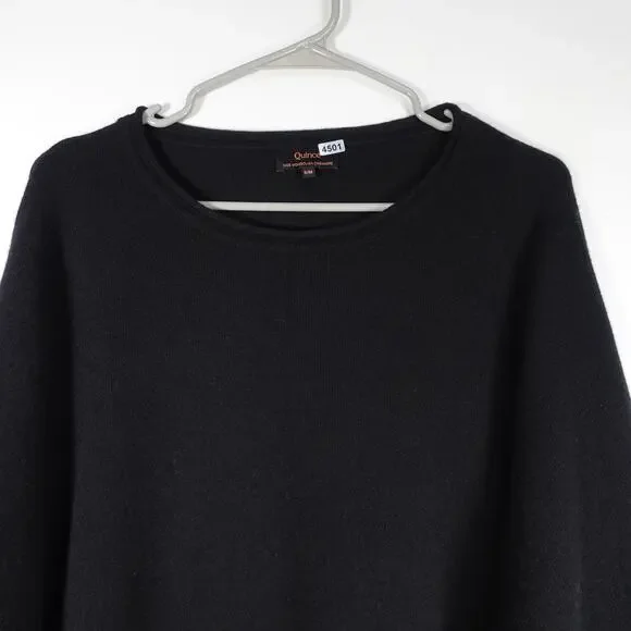 EUC Quince Women’s Mongolian Cashmere Batwing Sweater Black Sm/Med Relaxed Fit - Picture 6 of 9